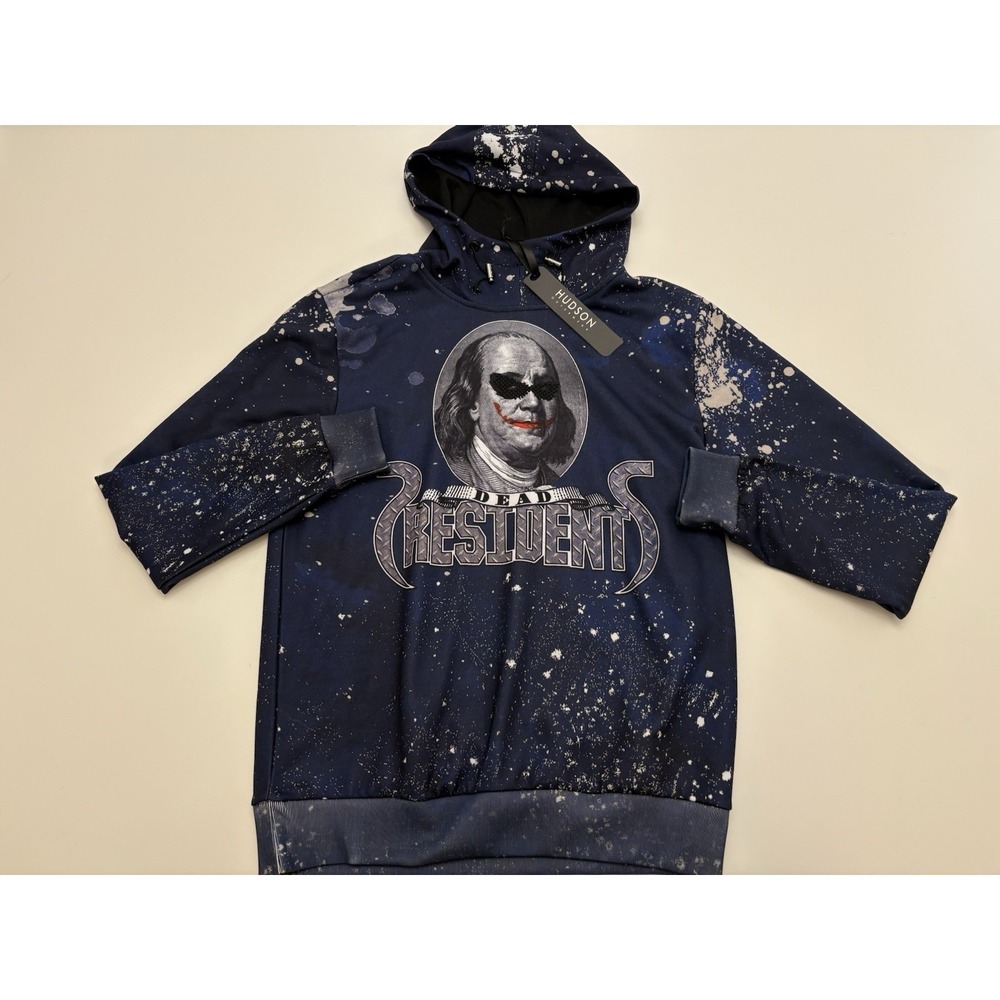 New Hudson Outerwear Dead Presidents Graphic Hoodie SZ M - Picture 1 of 4